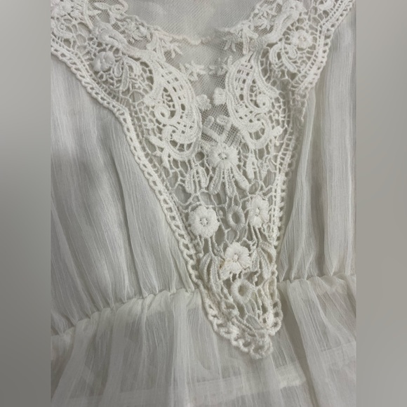 Free People boho sheer top size small dolman sleeve crochet lace - Picture 7 of 9